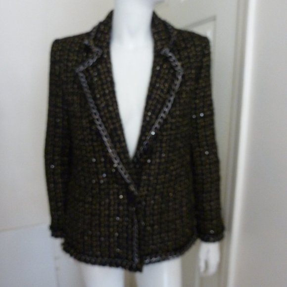 Alice + Olivia Shan Chain-Trim Tweed Jacket - Picture 11 of 16